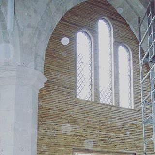 Leiston Abbey, internal lime plastering...